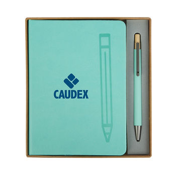 *NEW* 5” x 7” Hard Cover Journal with Magnetic Front Cover and Recycled Aluminum Pen in a Brown Die-Cut Foam Gift Box