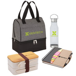 *NEW* Welcome Kit with Lunch Cooler, Bamboo Bento Lunch Box Set, Chug Spout Water Bottle, Jr. Notebook with Pen and Sticky Notes is Perfect for New Hires