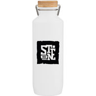 *NEW* 25 Oz. Lightweight Single-Wall Recycled Stainless Steel Bottle with Threaded Bamboo Lid and Swing Handle 