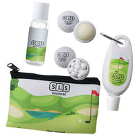 *NEW* Golf Event Gift Kit includes Sunscreen, Aloe Vera Gel, Golf Ball-Shaped Lip Moisturizer and Golf Ball-Shaped Mint Container with Mints in a Zippered Bag