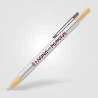 *NEW* Recycled Stainless Steel Pen with Bamboo Plunger and Tip, Gunmetal Clip and Full-Color Printing