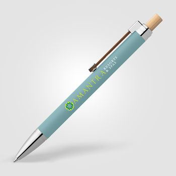 *NEW* Recycled Aluminum Softy Stylus Pen with Bamboo Accents and Full-Color Printing