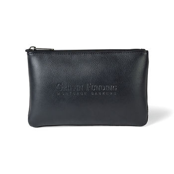 8.5" x 5.5" Leather Zippered Accessory or Cosmetics Pouch