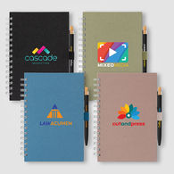 *NEW* 5.5 x 8 Spiral Notebook Made from Recycled Milk Cartons with Imprinted Recycled Aluminum Pen with Bamboo Plunger
