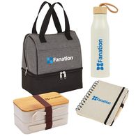 *NEW* Eco-Lifestyle Kit with Lunch Cooler, Bamboo Bento Lunch Box Set, Recycled Stainless Steel Water Bottle, Jr. Notebook with Pen is Perfect for New Hire or Welcome Kits