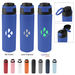 24 oz Recycled Stainless Steel, Double-Wall Insulated, Powder-Coated Pop and Sip Bottle with Push-Button Lid and Carry Handle