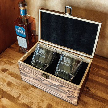 8 oz Whiskey Glasses in Branded Wooded Box