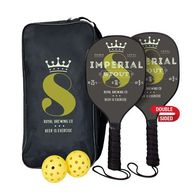 Pickleball Set with Full-Color Imprint Wooden Paddles, 2 Balls and a Carry Bag
