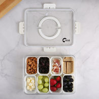 *NEW* Clear Snack Tray Container with Carrying Handle and 8 Removable Various Munchies Compartments is Perfect for Picnics and Parties