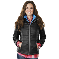 Charles River® Ladies'  Quilted Puffy Cold-Weather Jacket is Packable and Super-Warm but Comfortably Lightweight - Made from REcycled Water Bottles
