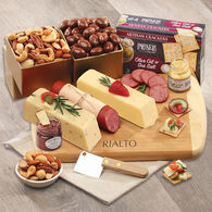 *NEW* Shelf Stable Party Starter Charcuterie Board Spread Includes a Bamboo Cutting Board and Cheeses, Sausage, Crackers, Mustards, Chocolate Almonds