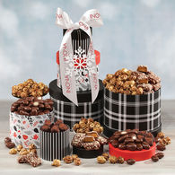 *NEW* Gift Tower Includes Cocoa-Dusted Truffles, Chocolate Almonds, Toffee and Caramel Corn in a Patterned Gift Box