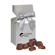 *NEW* Chocolate Sea Salt Caramels in a Silver Gift Box with Matching Ribbon