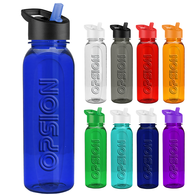 *NEW* 24 oz Dishwasher-Safe Water Bottle with Flip Straw and Mix and Match Bottle and Lid Colors - Embossed Logo