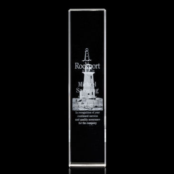 *NEW* 2.25" x 10" x 2.25" 3D Etched "Floating" Logo/Design Optical Crystal Vertical Column - LARGE