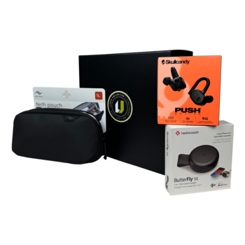 *NEW* Tech it Easy! Gift Set with Skullcandy&reg; Wireless Earbuds, Twelve South&reg; Travel Charger, and Peak Design&reg; Tech Pouch in a Presentation Gift Box