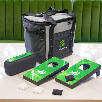 *NEW* Office Party Kit Transforms Office Events Into Unforgettable Celebrations with a Desktop Cornhole Set, Booming Bluetooth Speaker and a 24-Can Cooler