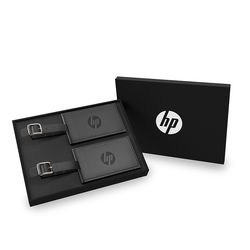 *NEW* Two Executive Leatherette Metal Buckle Clasp Business-Card Ready Luggage Tags with Magnetic Closures in a 2-Piece Gift Box 