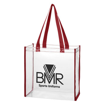 12" x 12" x 6" Clear Tote Bag with Colored Trim - Stadium Security Approved 
