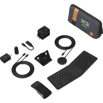 *NEW* 10-Piece Travel-for-Work Kit has Everything you Need to Create a Workspace, Anywhere (Includes: Keyboard, Mouse, US and International Adapters, Wall, Wireless and Car Chargers, Phone Stand and Travel Case)