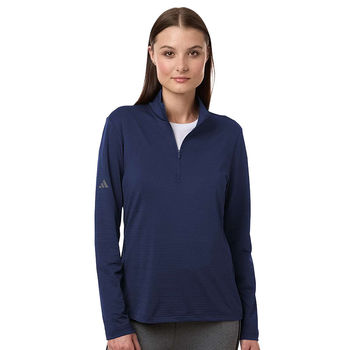 *NEW* Adidas&reg; Women's Textured Stripe-Look Quarter-Zip Pullover Made from Recycled Polyester&nbsp;