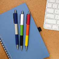 *NEW* Create Your Own Color Palette Tri-Colored Aluminum Plunge-Action Ballpoint Pen is Great for Organizations with 3 Distinct Logo Colors