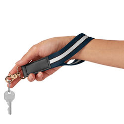 *NEW* 1" Striped&nbsp;Wrist Strap Keyring with Debossed Imprint and Convenient Lobster Clip is Perfect for Attaching to Purses and Bags&nbsp;