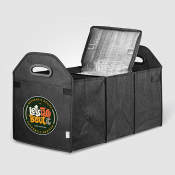 *NEW* 11" x 14" x 25" Recycled Non-Woven Trunk Organizer with Removable Insulated Cooler Bag Includes a Digital Passport QR Code for Tracking Material and Sustainable Certifications  Full Color Imprint