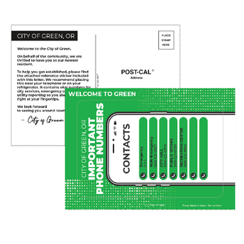 *NEW* 5" x 7" Postcard Mailer&nbsp;with Backer Sheet Imprint and 1 Rectangular&nbsp;Ultra Removable Sticker for a Laptop, Water Bottle or More