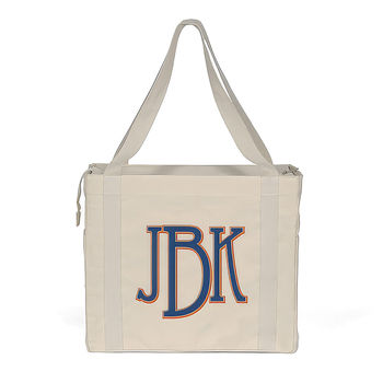 *NEW* 18" x 15" Gusseted 14 oz Heavyweight Deluxe Canvas ZIPPERED Tote with Two Exterior Side Pockets and Longer 32" Handles and Full-Color Printing