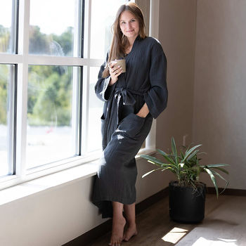 *NEW* Spa-Inspired, Relaxed-Fit Cotton Muslin Robe with Lightweight 3-Layer Construction - 1% of Sales Donated to Eco Nonprofits