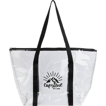 *NEW* 13" x 20" x 7" Clear Tote with Zip Closure and Shoulder Handles is Great for Events, Travel and Beach