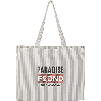 *NEW* 14" x 17 x 4" 7 oz Recycled Cotton Coastal-Style&nbsp;Shopper Tote with Open Main Compartment&nbsp;-&nbsp;1% of Sales Donated to Eco Nonprofits