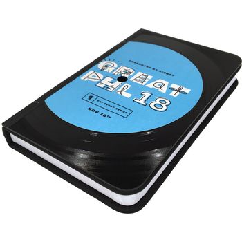 *NEW* 3.5" x 5.5" Journal with Recycled Vinyl Record Cover - Your Logo in Full Color on the Label!