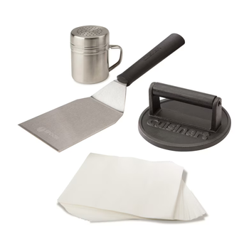 *NEW* Cuisinart Outdoors&trade; Smashed Burger Kit - Elevate Your Grill Game with This Burger Press, Spatula, Seasoning Shaker, and Patty Papers