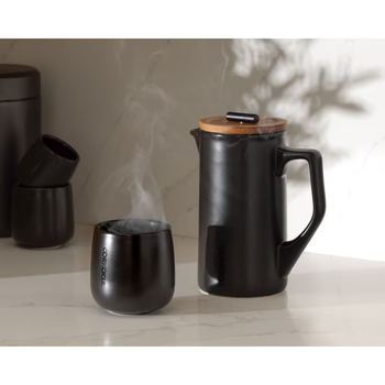 *NEW* Corkcickle&reg; Cafe French Press, 24 oz Durable, High-Fired Ceramic with Walnut Lid