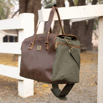 *NEW* 20" Rugged Cotton Canvas Weekender Duffel with Vegan Leather Straps and Brass Buttons Bottom to Protect from the Ground&nbsp;