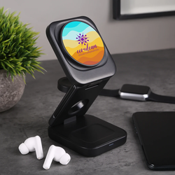 *NEW* 3-in-1 Compact, Travel, Foldable Wireless Charger for Apple&reg; Watch, Airpods&reg;, and MagSafe Compatible Phones