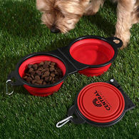 *NEW*  Dual Collapsible Pet Bowl with Carabiner for Food and Water Travel