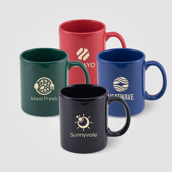 *NEW* 12 oz Color Ceramic Coffee Mug with Classic C-Handle and a Laser-Engraved Imprint
