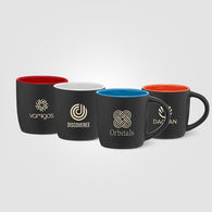 *NEW* 12 oz Matte Black Ceramic Mug with Glossy Color Interior and a Laser-Engraved Imprint