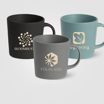 *NEW* 12 oz Earth-Tone Matte Ceramic Mug with Modern Design, Curved Handle and a Laser-Engraved Imprint