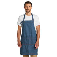 *NEW* Garment-Washed Denim Apron with Large Divided Front Pocket and Duck Brown Herringbone Waist Ties