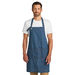 *NEW* Garment-Washed Denim Apron with Large Divided Front Pocket and Duck Brown Herringbone Waist Ties