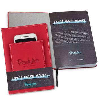 *NEW* 6" x 8" Bound Hardcover Notebook with Built-In Phone Pocket and Undated Calendar Pages