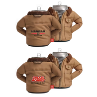 *NEW* Unique Rugged Duck Cloth Zipper-Jacket Beverage Can Cooler is a Great Manufacturing and Trade Worker Conversation-Piece Gift