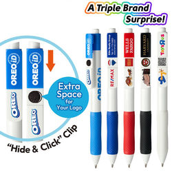 *NEW* Retractable Ballpoint Pen with 3 Large Full-Color Clip Imprint Areas (Optional Barrel Imprint Too!)