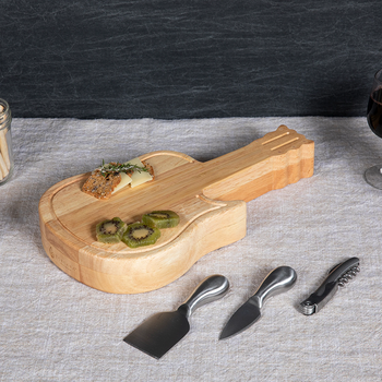 *NEW* Simple Guitar-Shaped Cheese Board and Knife Set and Swivel Storage Compartment is Perfect for Music-Themed Events or Destinations&nbsp;