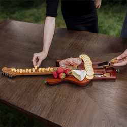 *NEW* Detailed Guitar-Shaped Acacia Wood Cheese Board With Hidden Knife Set is Perfect for Music-Themed Events or Destinations&nbsp;