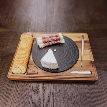 *NEW* Lazy-Susan Style Record Turntable Cheese Board Made from Natural Acacia Wood is Perfect for Music-Themed Events or Destinations&nbsp;